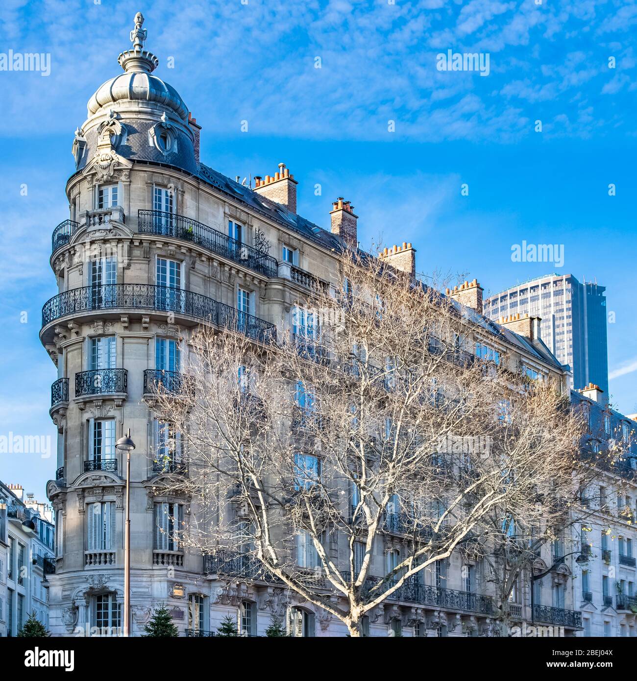 Parigi, edifici tipici boulevard Raspail, belle facciate Foto Stock