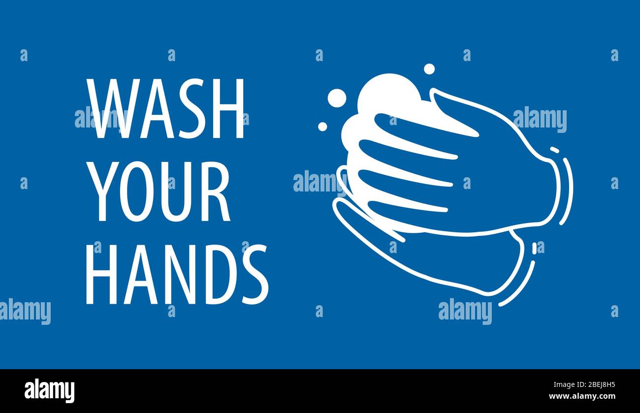Cartello lavarsi le mani. Igiene, illustrazione del vettore di disinfezione Illustrazione Vettoriale