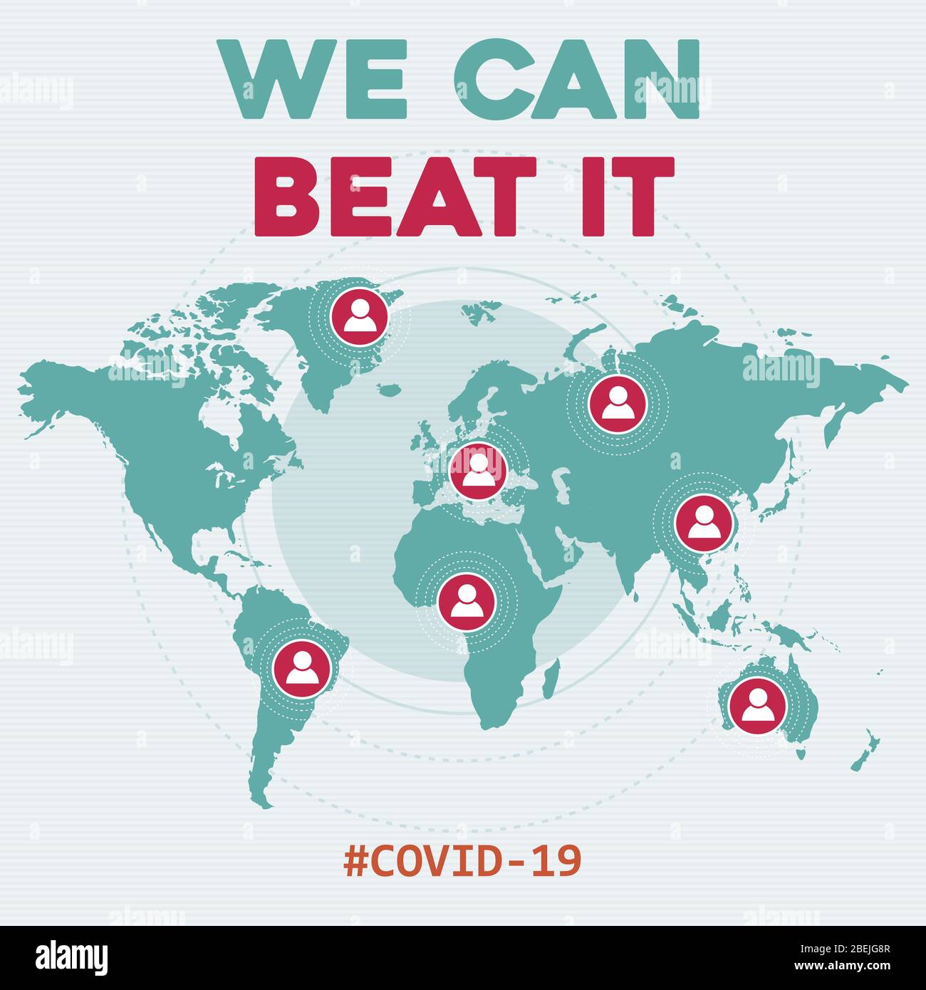 'Possiamo battere '-coronavirus messaggio ottimistico. Poster di Covid-19. Vettore. Illustrazione Vettoriale