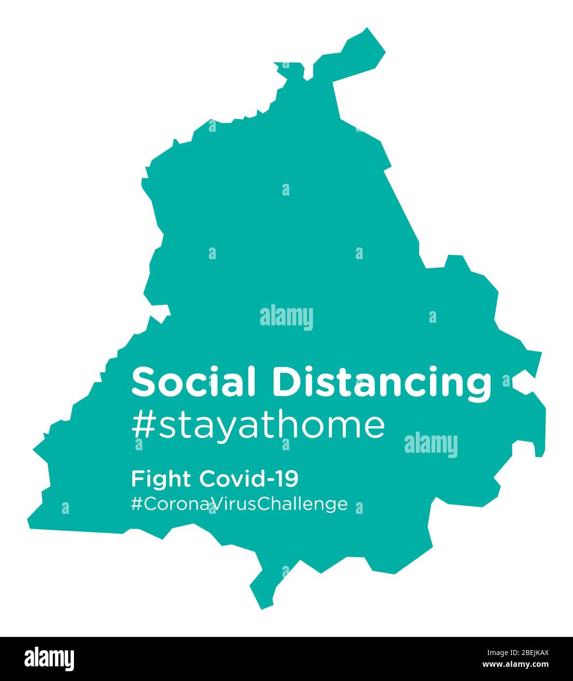 Mappa Punjab con Social Distancing stayathome tag Illustrazione Vettoriale