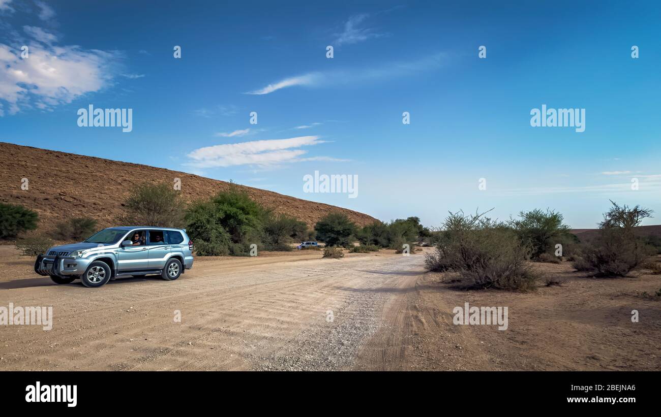 Bordo del viaggio del mondo - Riyadh, Arabia Saudita. Cliccato il 8 novembre 2019. Trasportare le automobili che viaggiano a bordo del mondo Riyadh Arabia Saudita thro Foto Stock