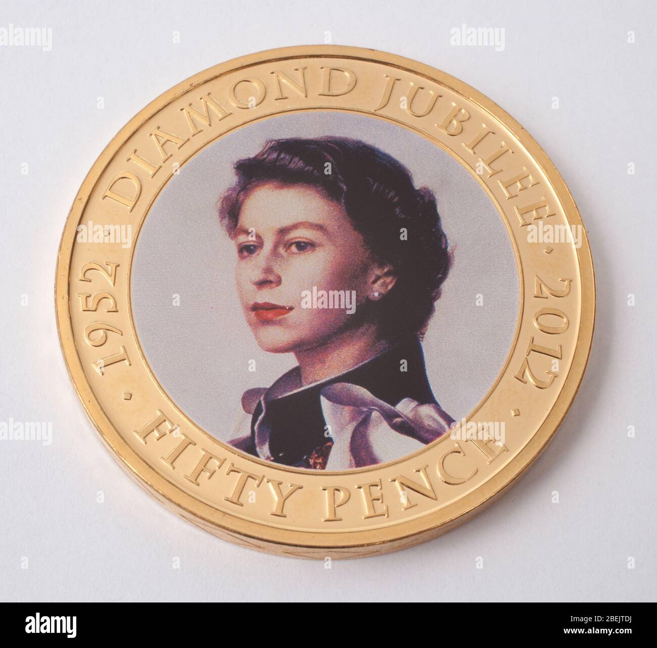 Una moneta commemorativa per il Giubileo dei diamanti della Regina Elisabetta II nel 2012 Foto Stock
