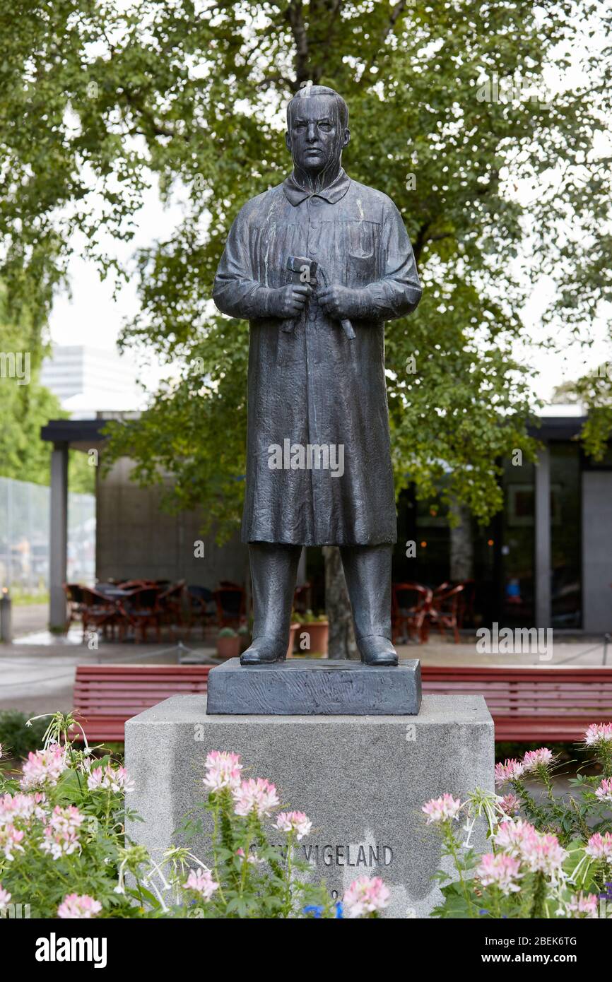 Statua di Gustav Vigeland nel Frogner Park Vigelandsparken a Oslo, Norvegia, Europa Foto Stock