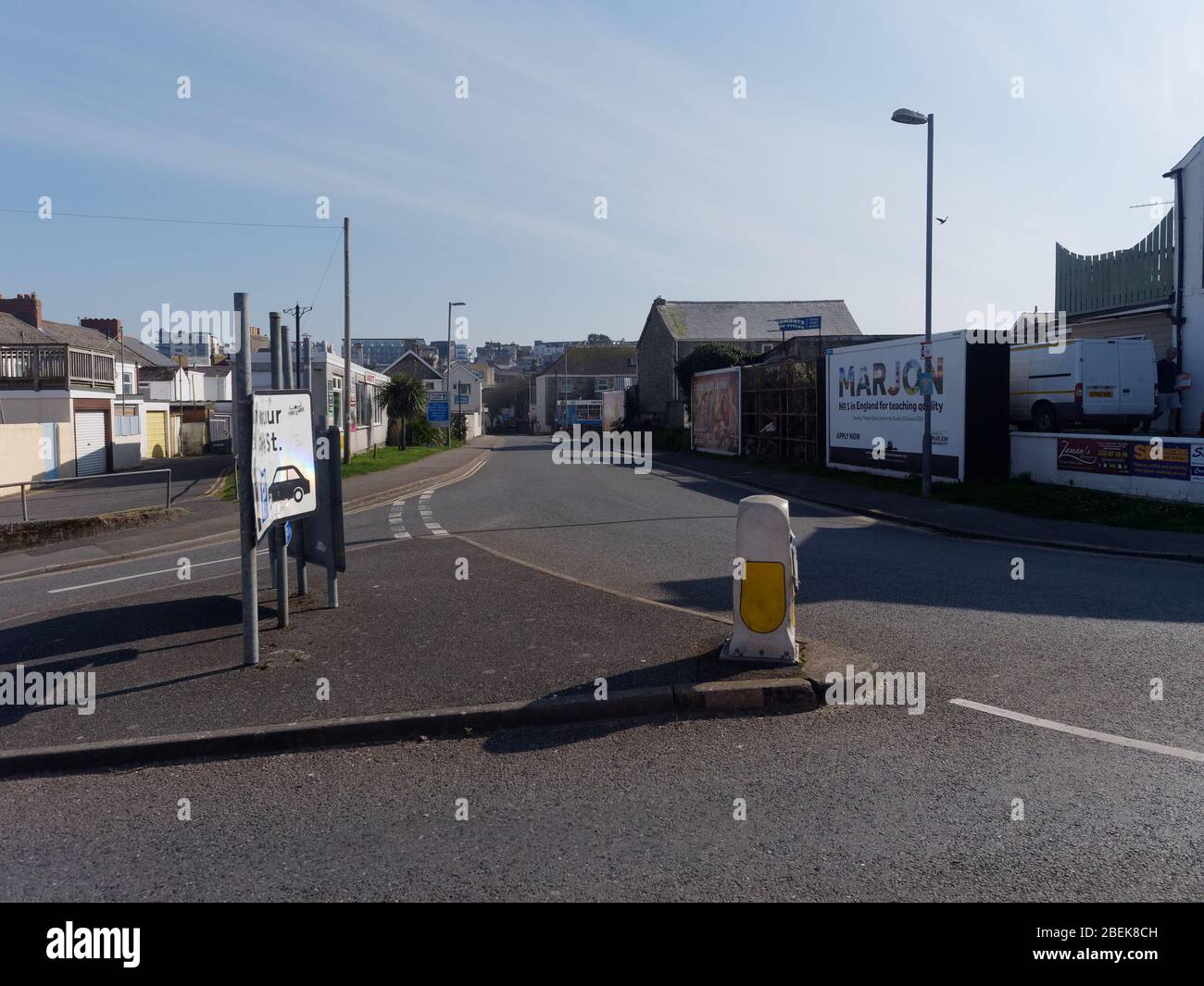 Una città deserta durante Covid pandemic Newquay Cornwall UK Foto Stock