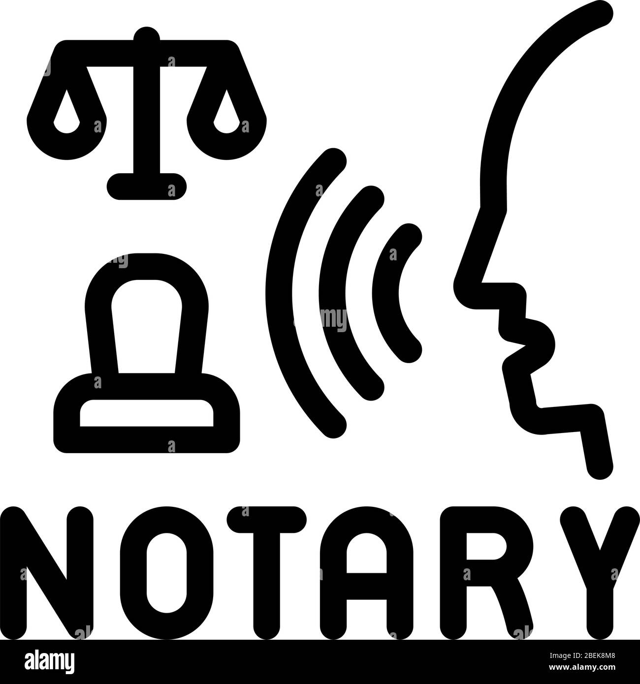 illustrazione del profilo del vettore delle icone notarili legali Illustrazione Vettoriale