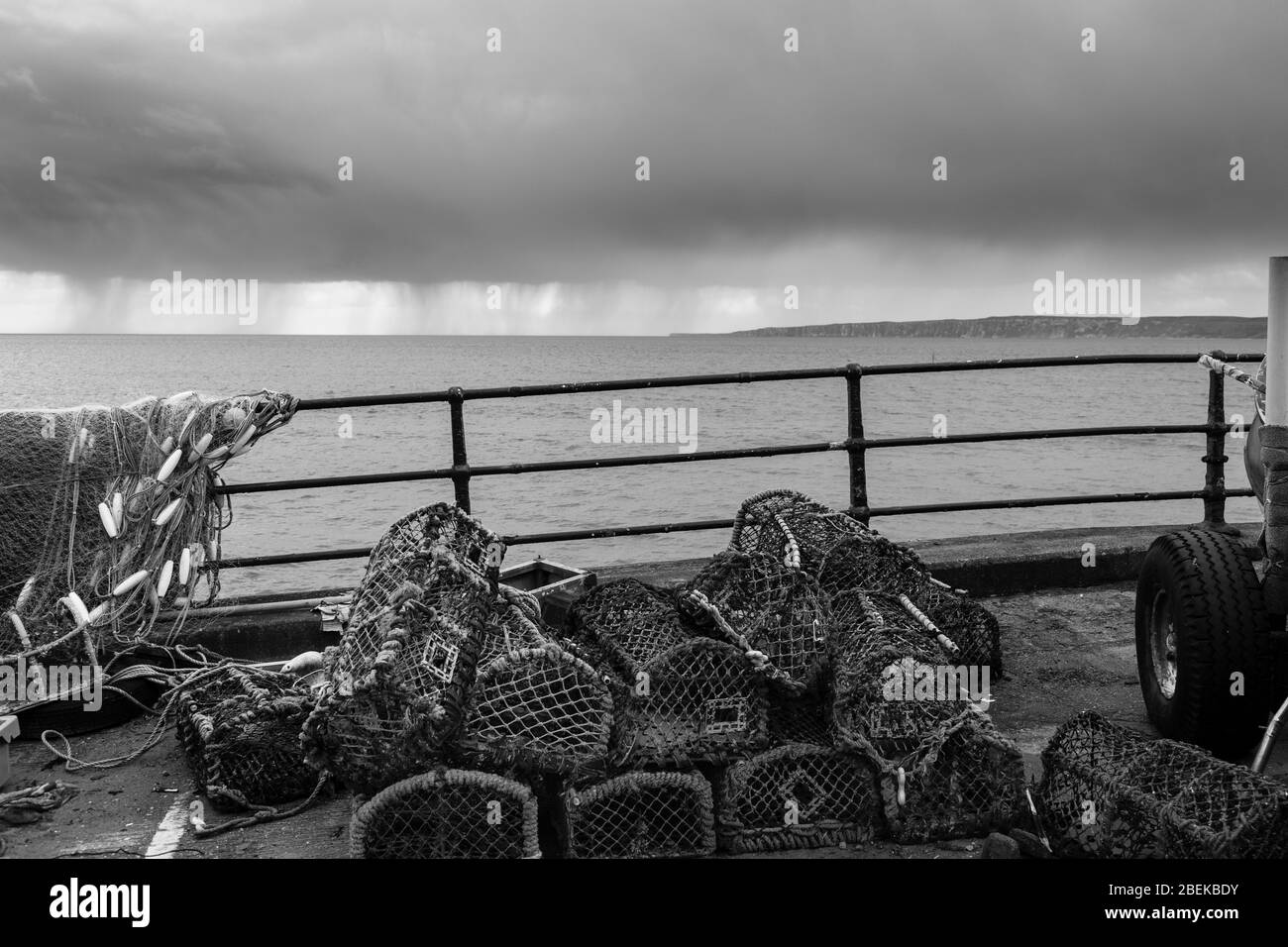 Tempesta in mare, da Filey. Foto Stock