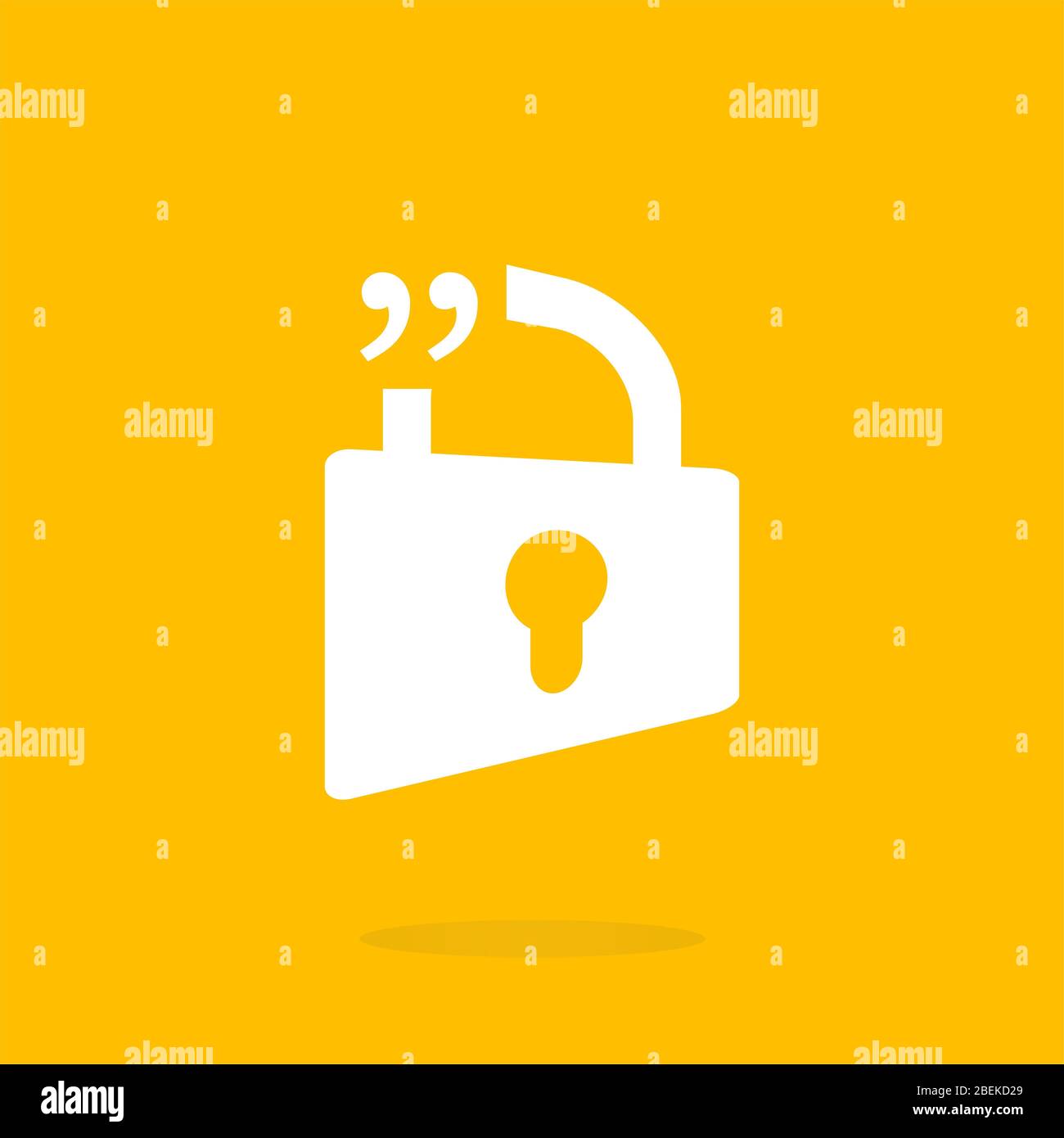 Virgolette discorso bolla. Preventivo icona segno. Abstract background. Foto Stock