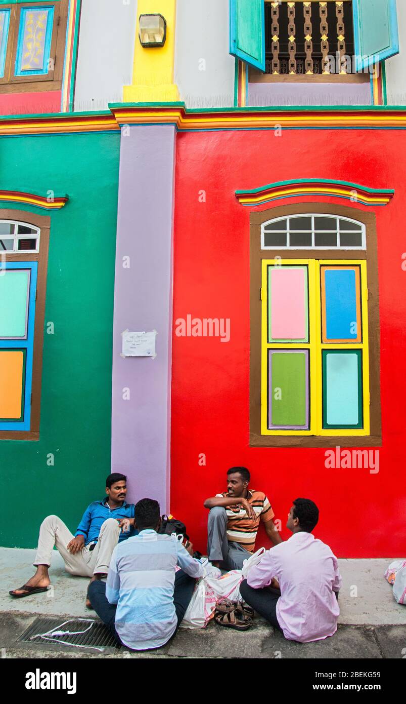 La casa di Tan Teng Niah,little india,Singapore,asia.dove gli indiani expat,bangladese fatiche migranti raccolta durante il fine settimana,pradeep subramanian Foto Stock