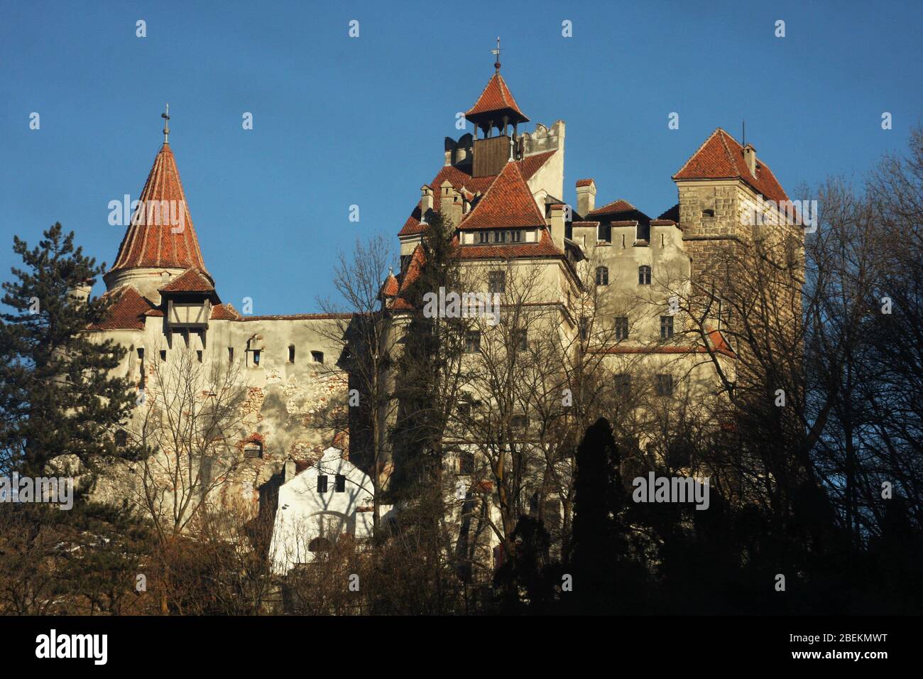 Vista esterna del Castello di Bran del XIV secolo in Romania Foto Stock
