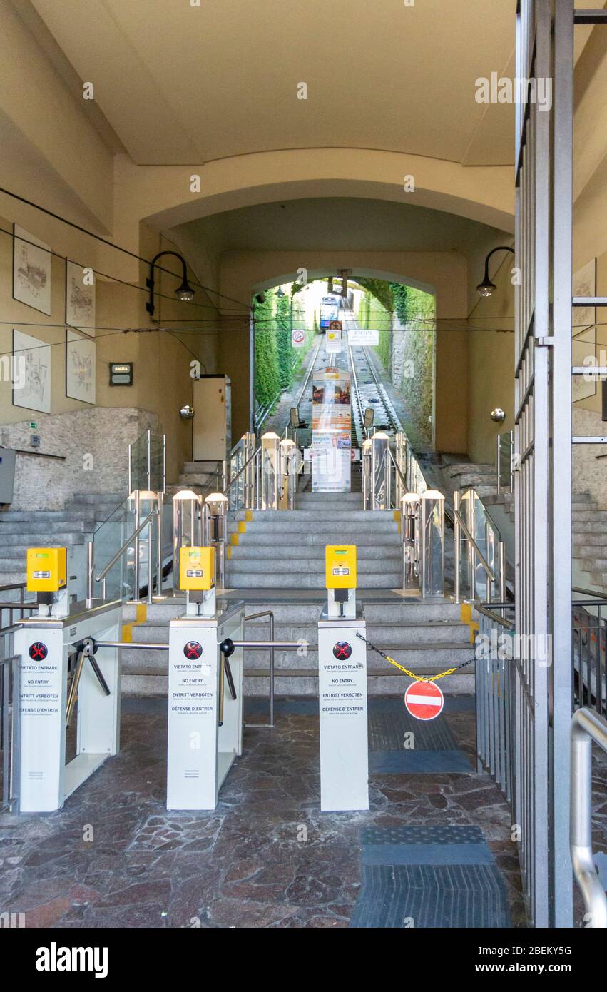 Stazione della funicolare per Bergamo alta, Lombardia, Italia Foto Stock