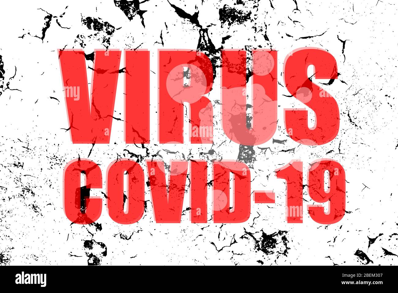 Virus Covid-19 parole su sfondo astratto. Contro Covid-19 Coronavirus. Pandemico concetto medico. Segni attenzione coronavirus. Foto Stock