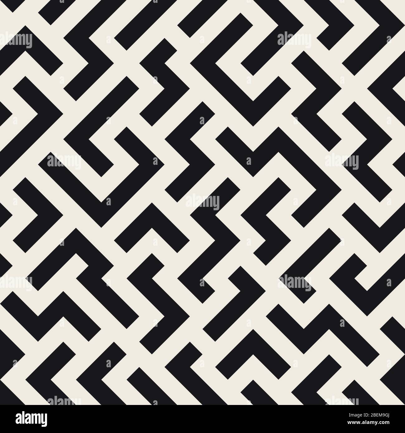 Pattern irregolare senza giunture vettoriale. Moderna struttura geometrica astratta. Disegno di piastrelle di labirinto di chaotc ripetuto. Illustrazione Vettoriale