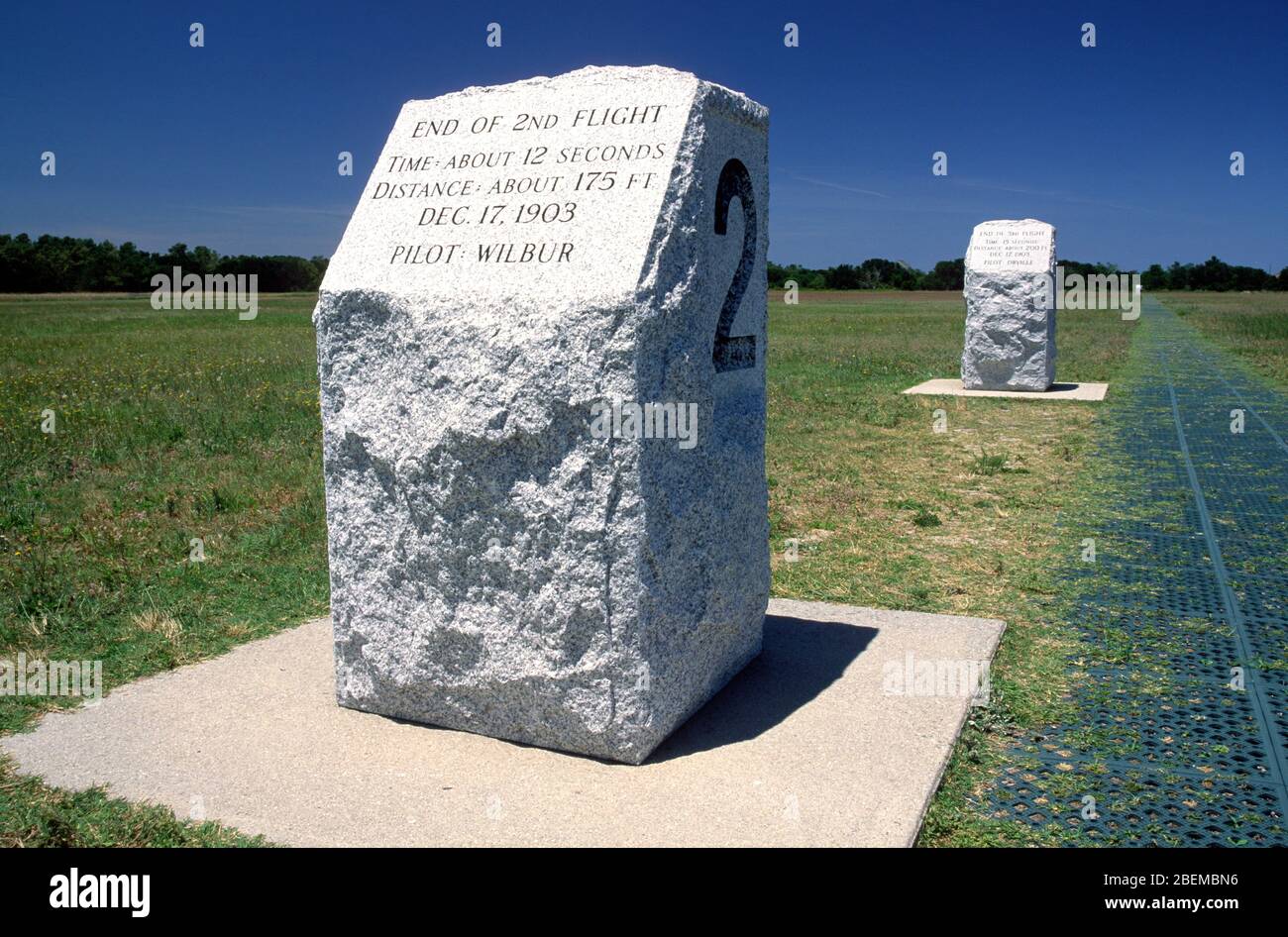 Marcatori di volo, Wright Brothers National Memorial, North Carolina Foto Stock