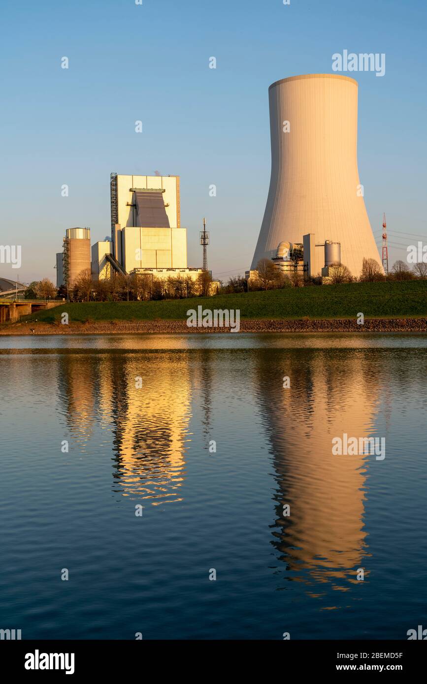 Centrale a carbone STEAG Walsum, centrale combinata di calore ed energia elettrica, elettricità e teleriscaldamento, Duisburg Germania, Foto Stock