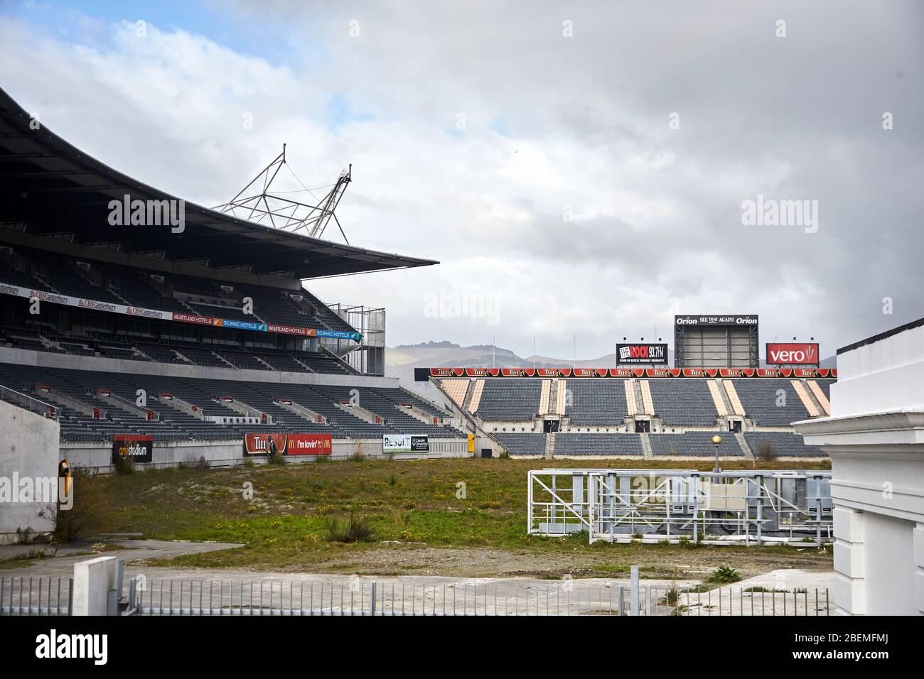 Christchurch, Nuova Zelanda - 10 giu 2017: Lancaster Park, Christchurch Rugby Ground. Ha subito danni significativi durante la Christch del febbraio 2011 Foto Stock