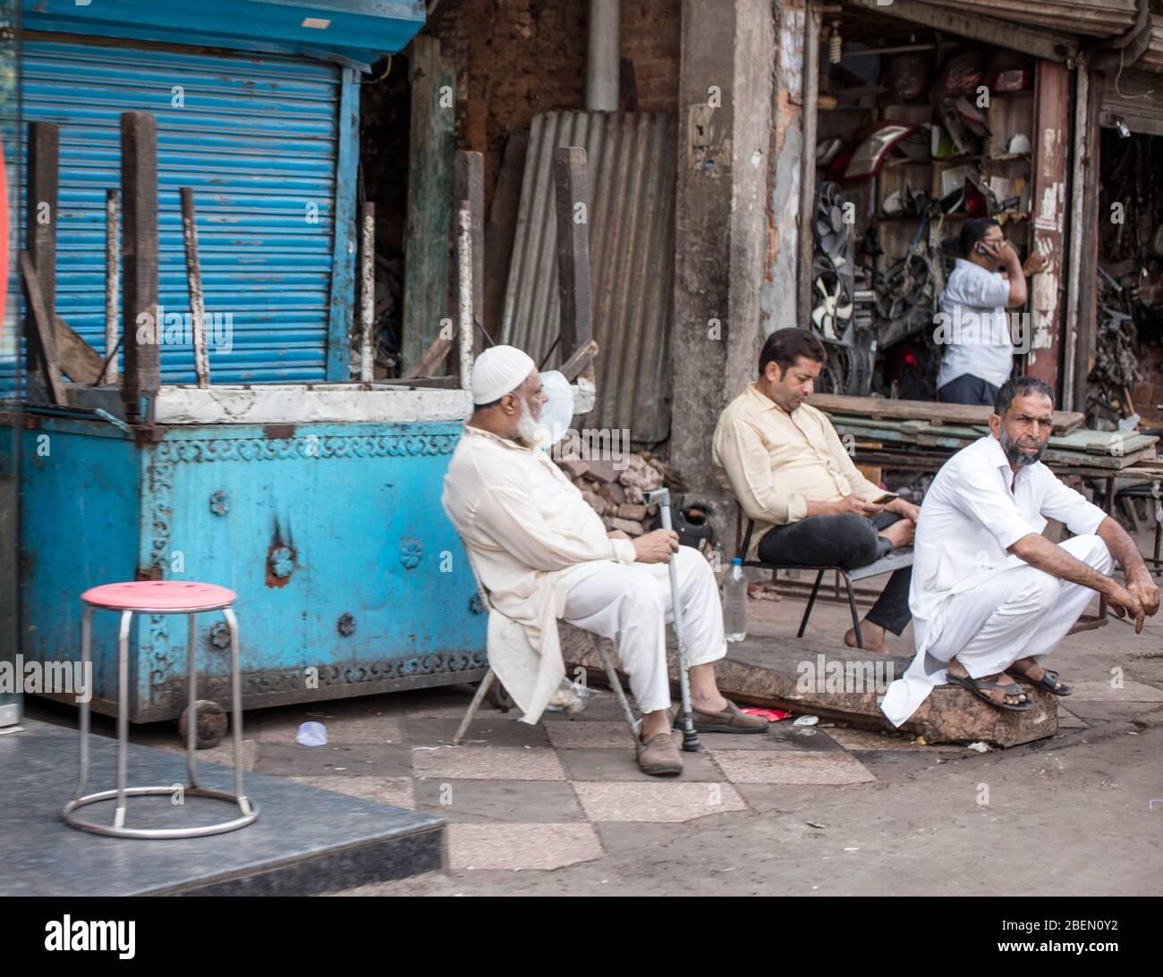 Strada scena Old Delhi, India Foto Stock