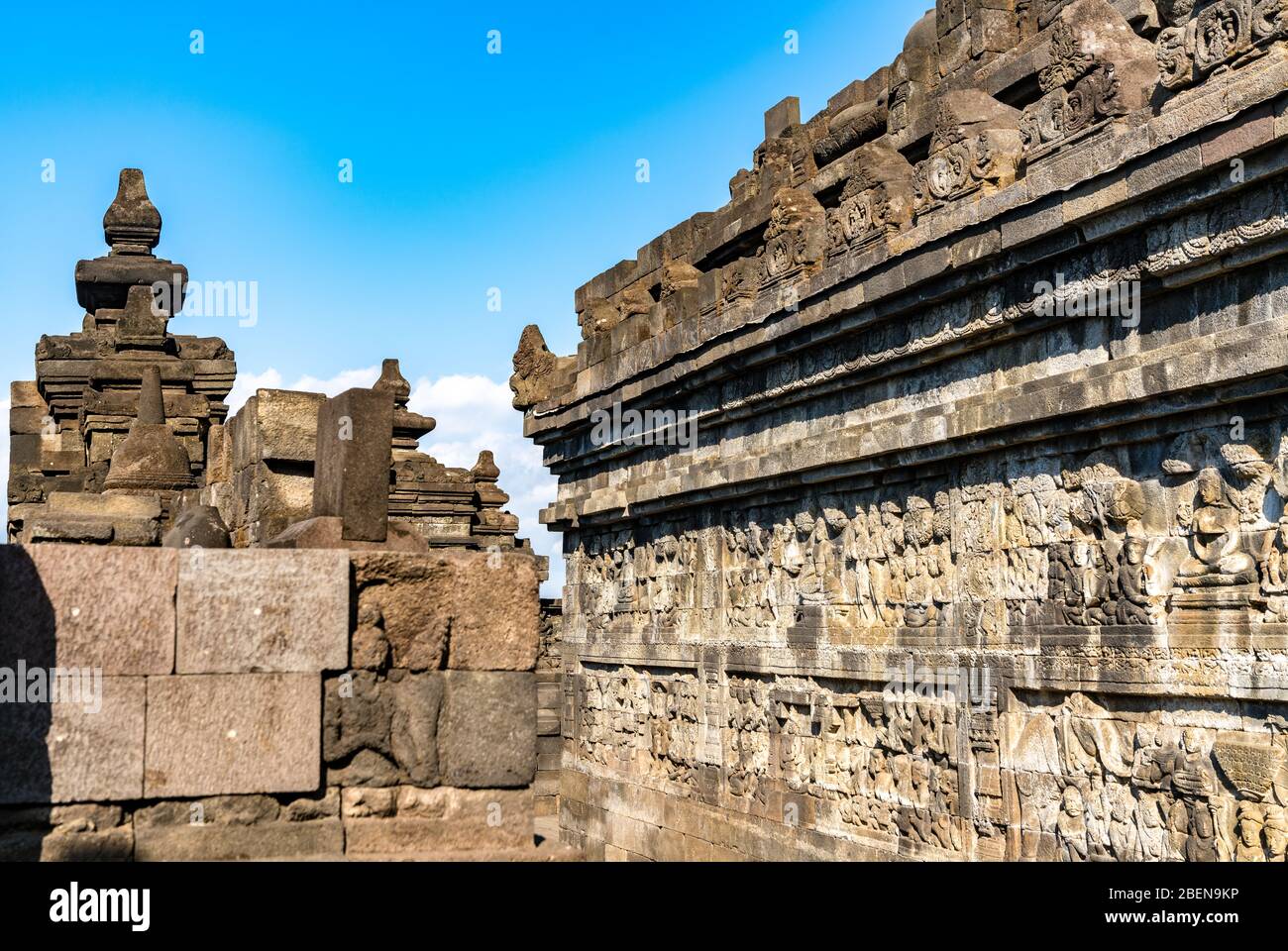 Tempio di Borobudur in Java centrale, Indonesia Foto Stock