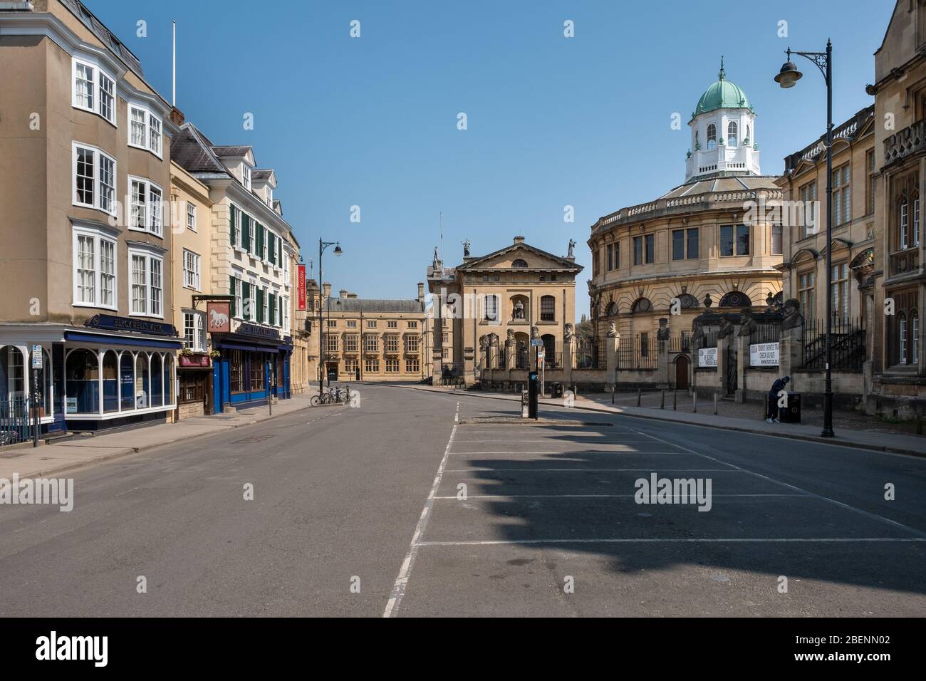 Oxford Broad Street vuoto durante il blocco Covid-2019, Coronavirus Pasqua 2020 Foto Stock