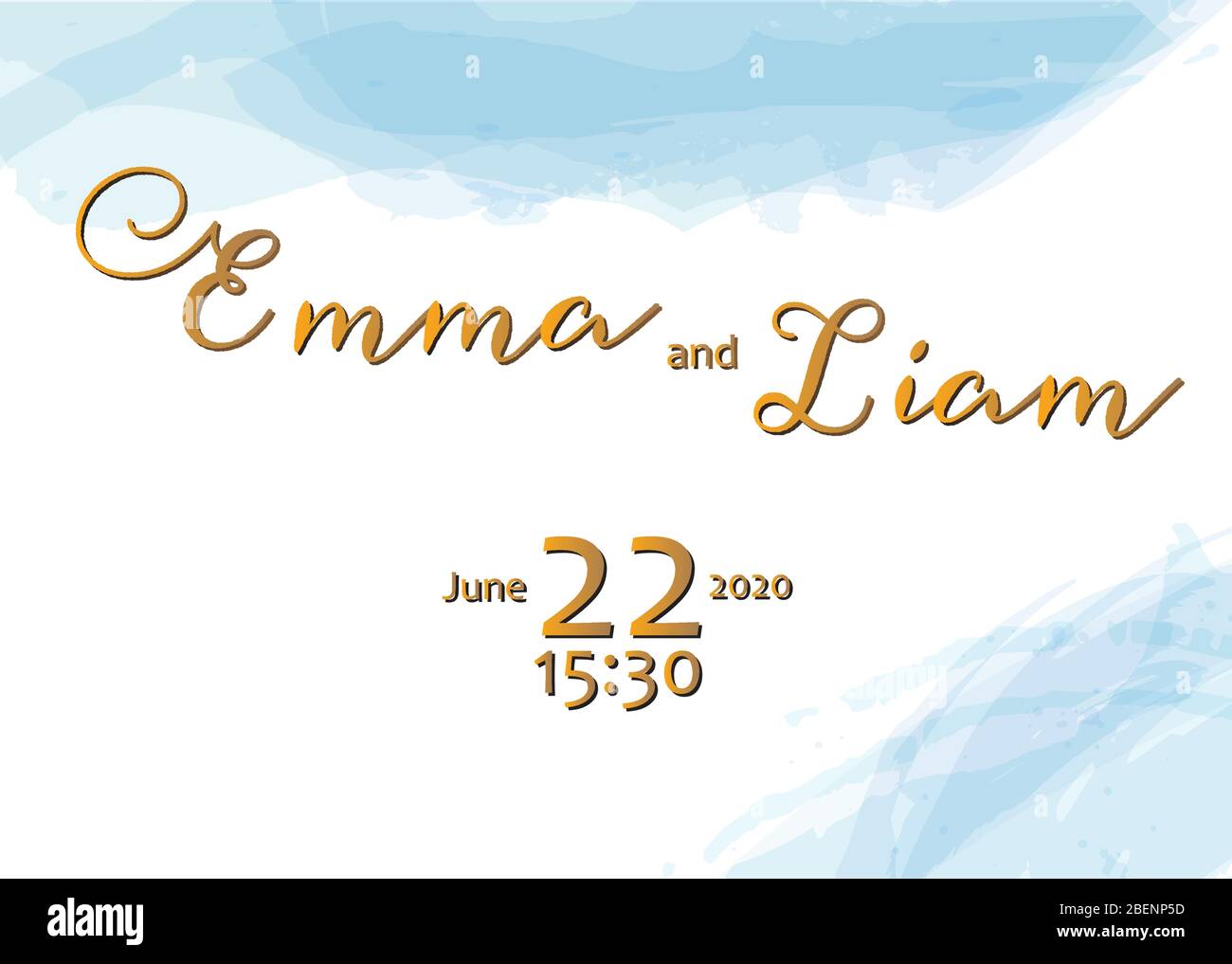 Modello di disegno Vector wedding con pennellate acquerello, adatto per stampaggio a caldo, elegante cornice astratta Illustrazione Vettoriale