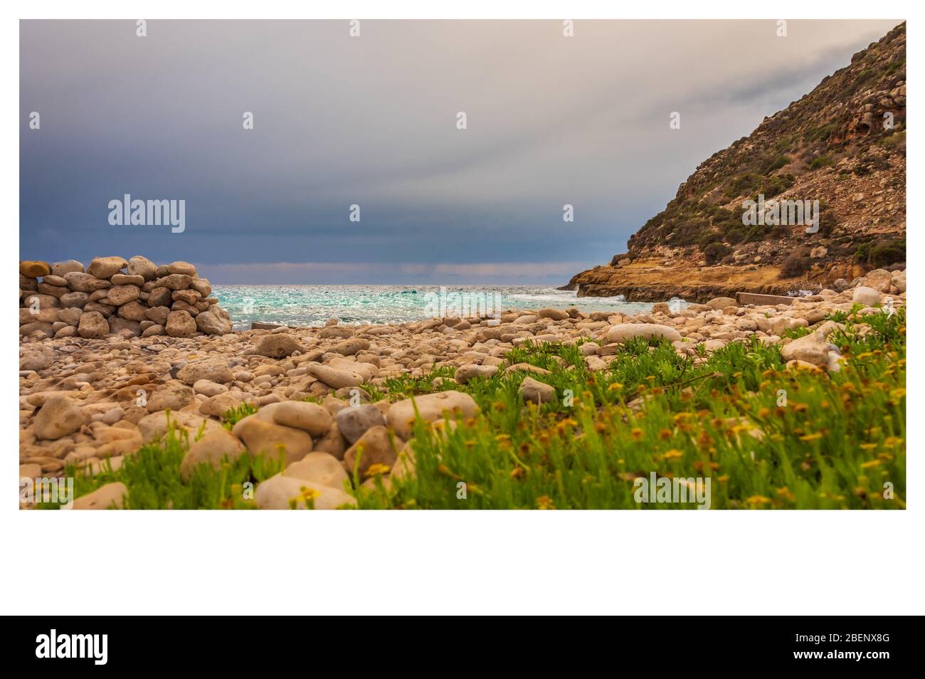 Incredibile vista sulla spiaggia migliore di Lampedusa, un'isola paradisiaca a sud della Sicilia, parte delle isole Pelagie Foto Stock
