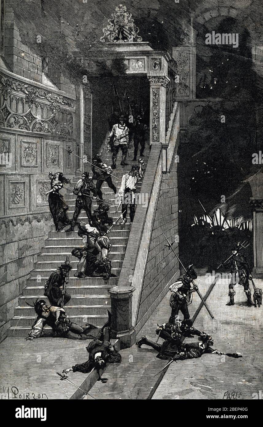 SAC de Rome le 6 mai 1527, oeuvre de troupes espagnoles, italiennes, aisi que de lansquenets au service de l'empereur Charles Quin, commandes par l Foto Stock
