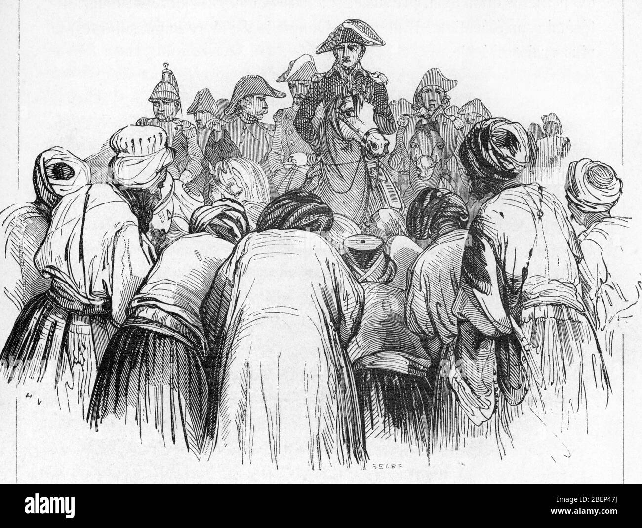 Campagne d'Egypte : Napoleone Bonaparte (1769-1821) Lors de son scors face aux notables du Caire le 22 juillet 1798 (campagna francese in Egitto e Sy Foto Stock