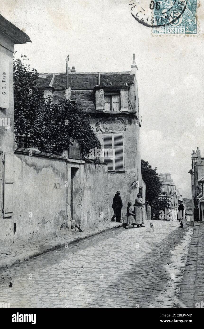 Vue de la rue du Mont cenis (Mont-cenis) a Montmartre, Parigi 1906 environ carte postale Collection privee Foto Stock