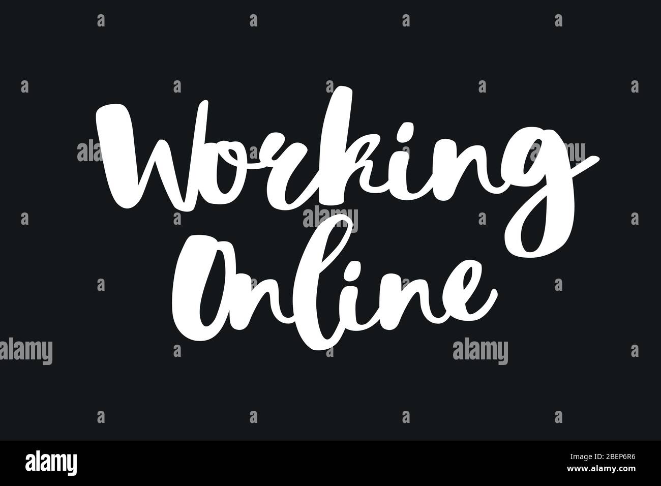 Testo in linea. Elegante scritta a mano bianca su nero. Concetto freelance. Lavorare da casa. Rimani a casa. Vettore disegnato a mano moderno. Isolati Illustrazione Vettoriale