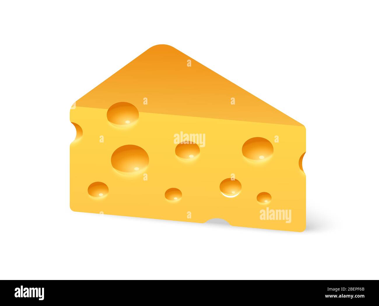 Pezzo di formaggio triangolare di maasdam svizzero isolato su bianco Illustrazione Vettoriale