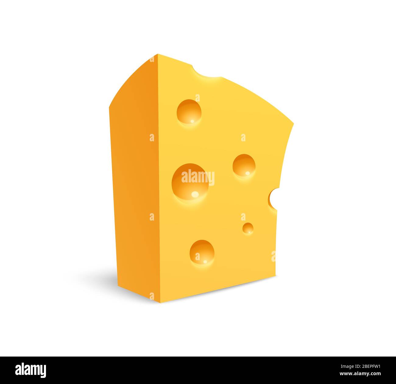 Icona del formaggio, pezzo di formaggio svizzero maasdam isolato su bianco Illustrazione Vettoriale