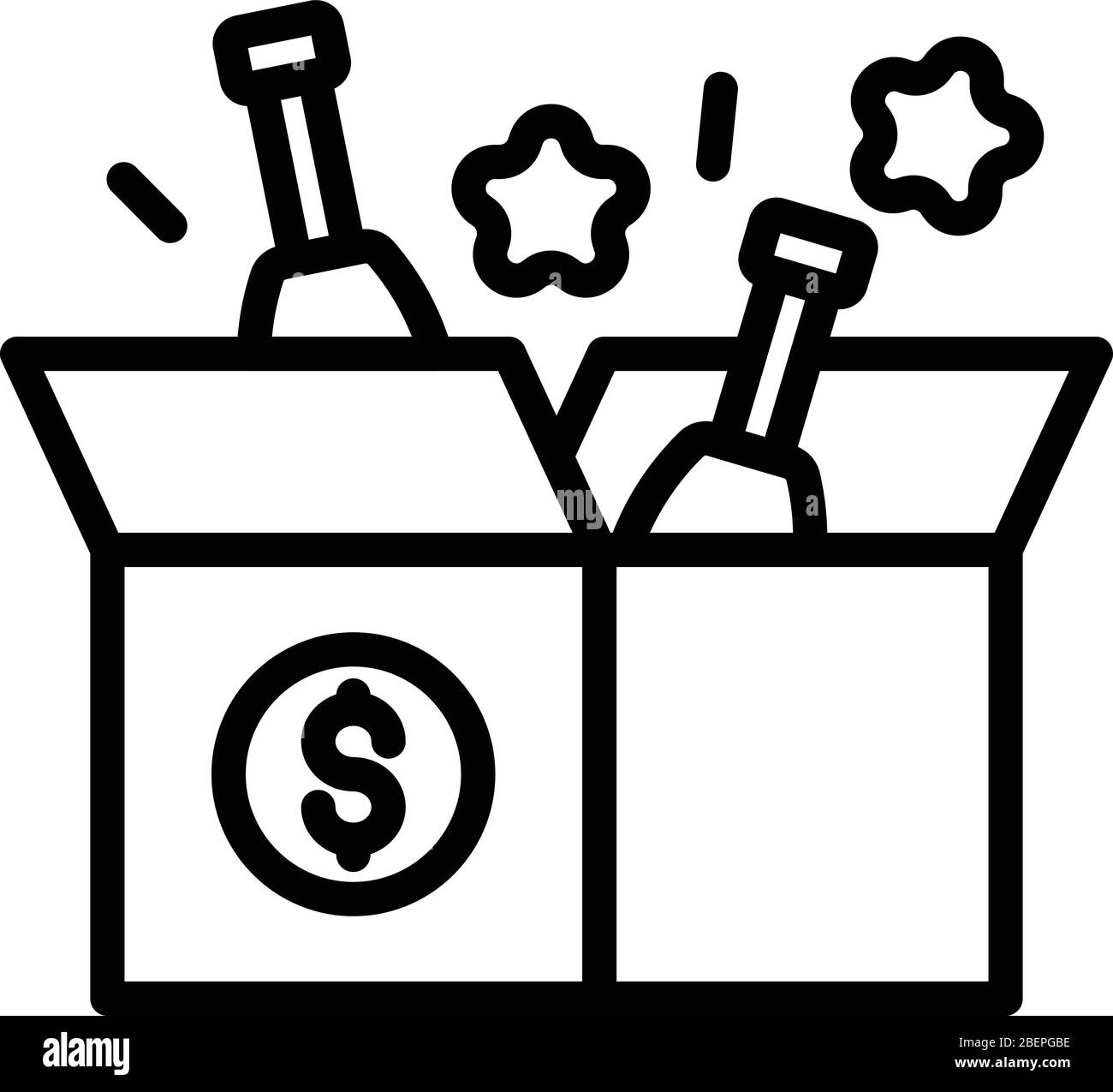 Icona scatola per bottiglie duty free, stile contorno Illustrazione Vettoriale