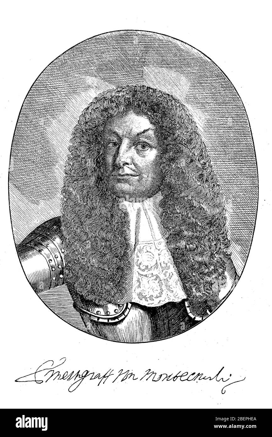 Raimondo Graf Montecuccoli, 21 febbraio 1609 – 16 ottobre 1680, è stato un soldato italiano che servì la monarchia asburgica/Raimondo Graf Montecuccoli, Raimund von Montecuccoli, 21. Febbraio 1609 - 16. Oktober 1680 in Linz) war ein italienischer kaiserlicher Feldherr, Diplomat und Staatsmann in österreichisch-habsburgischen Diensten, Historisch, riproduzione digitale migliorata di un originale del 19 ° secolo / digitale Reproduktion einer Originalvorlage aus dem 19. Jahrhundert Foto Stock