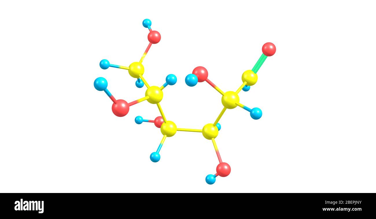 Il mannosio è un monomero zuccherino della serie di carboidrati di aldoesosio. Il mannosio è importante nel metabolismo umano, specialmente nella glicosilazione del cer Foto Stock