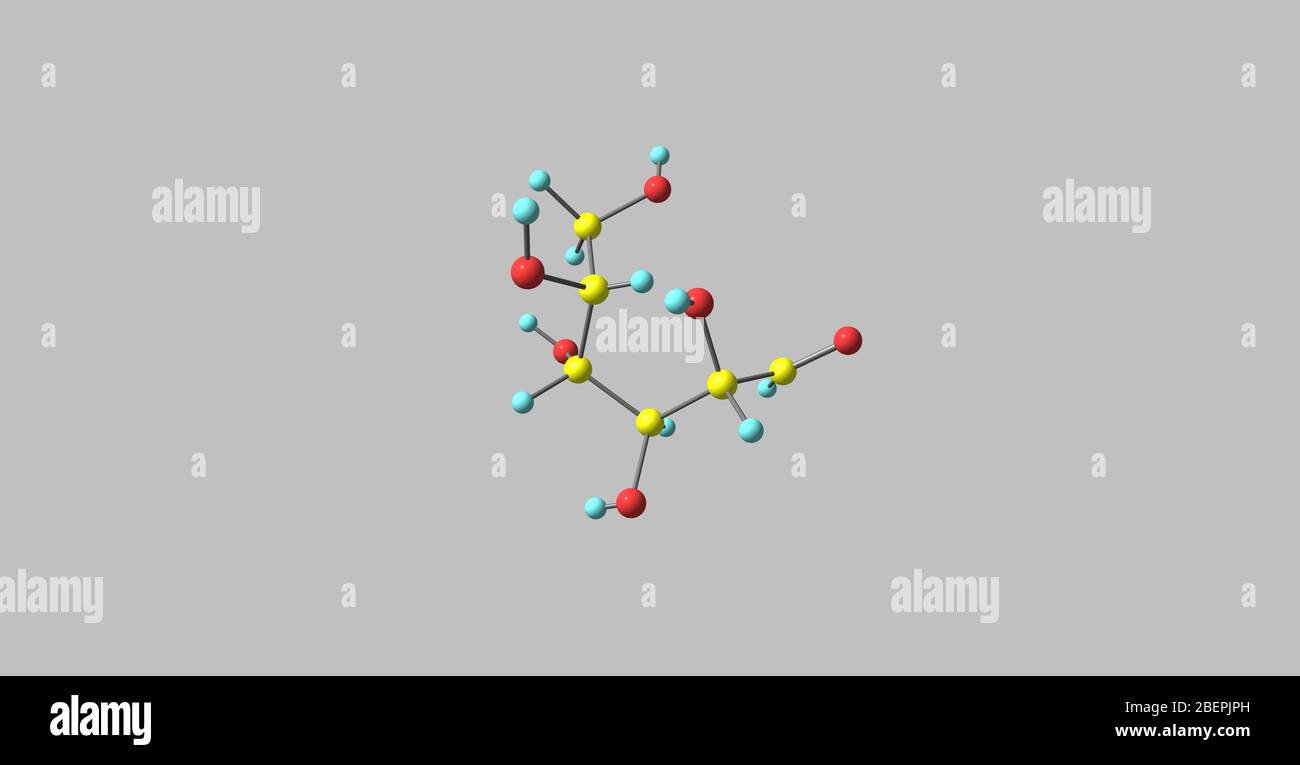 Il mannosio è un monomero zuccherino della serie di carboidrati di aldoesosio. Il mannosio è importante nel metabolismo umano, specialmente nella glicosilazione del cer Foto Stock