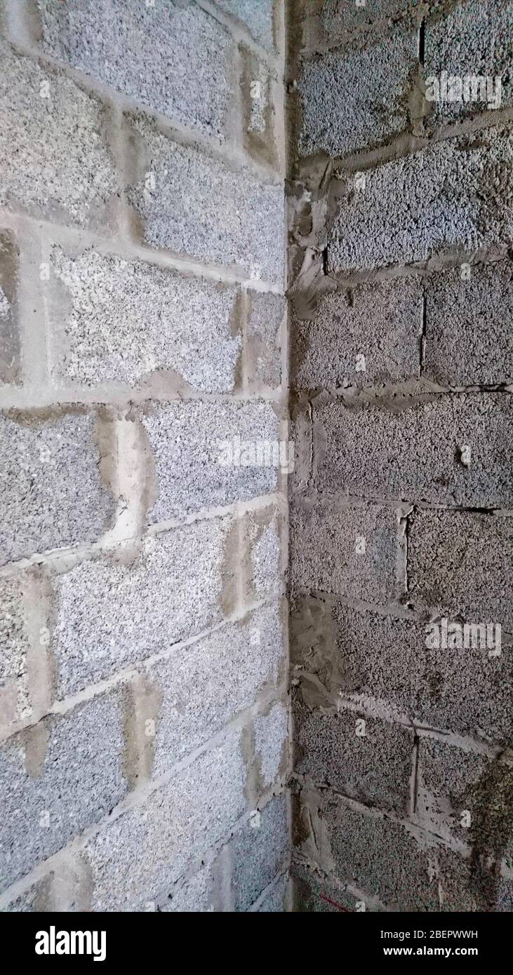 parete a blocchi di cemento, struttura a blocchi di cemento Foto Stock