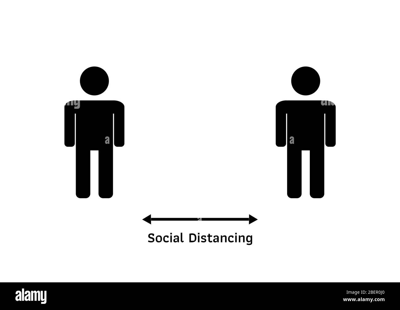 L'icona nera della persona si distingue per impedire la diffusione del virus.Corona protetto, non stando vicini. Foto Stock