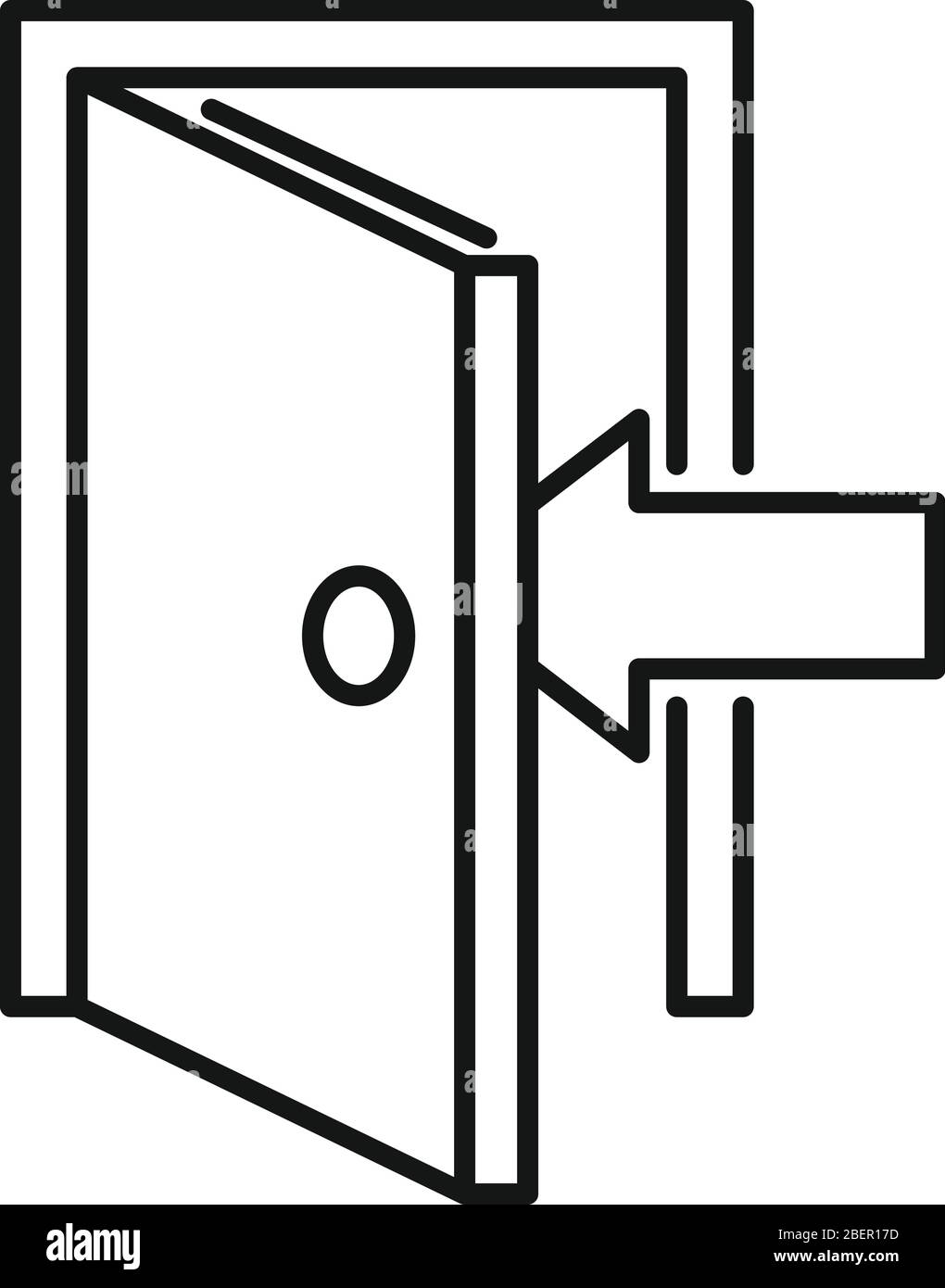 Icona della porta di uscita. Contorno fuga porta vettore icona per web design isolato su sfondo bianco Illustrazione Vettoriale