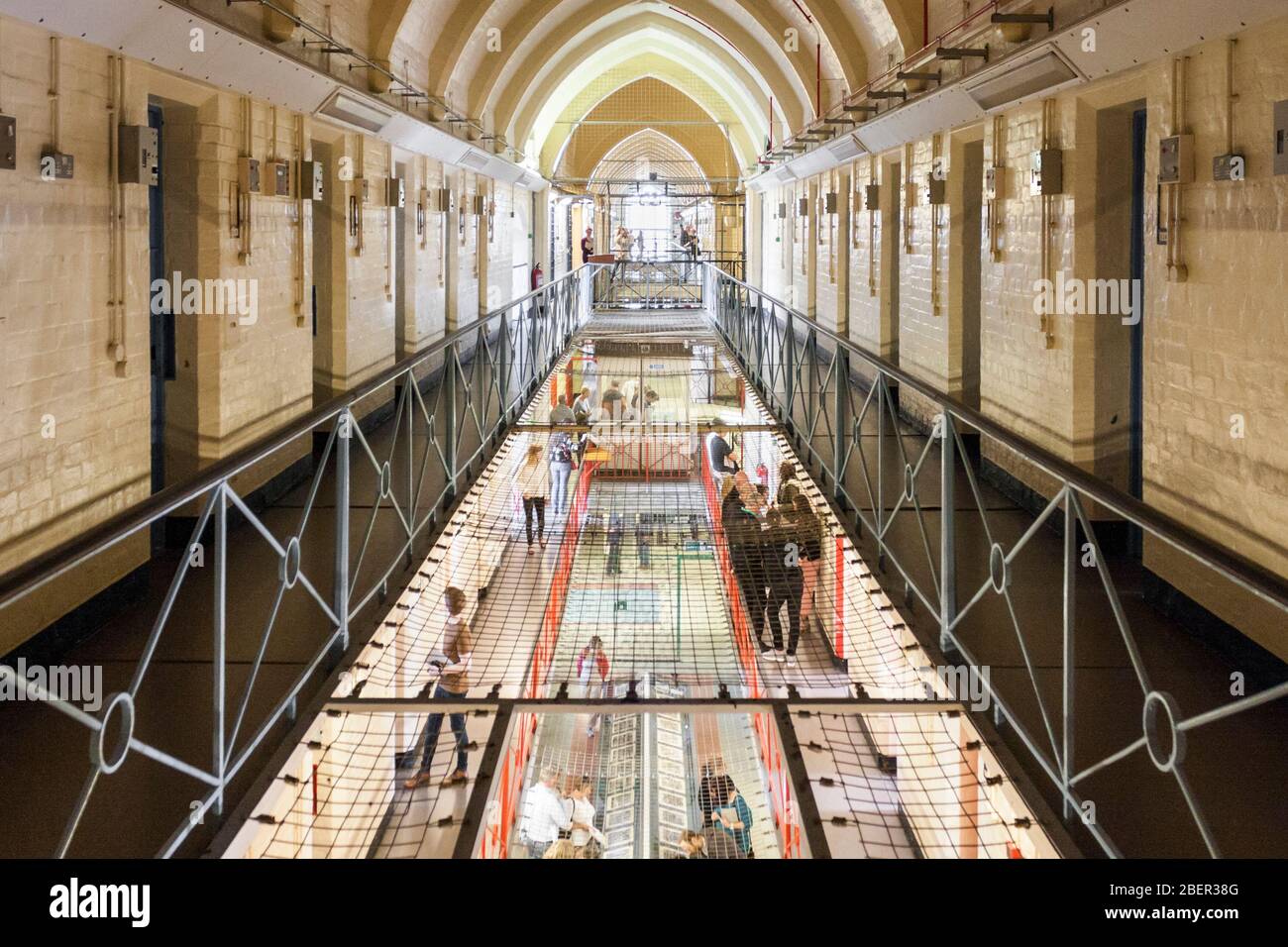Prison Cells Landing, Reading Prison, Reading, Berkshire, Inghilterra, GB, Regno Unito Foto Stock