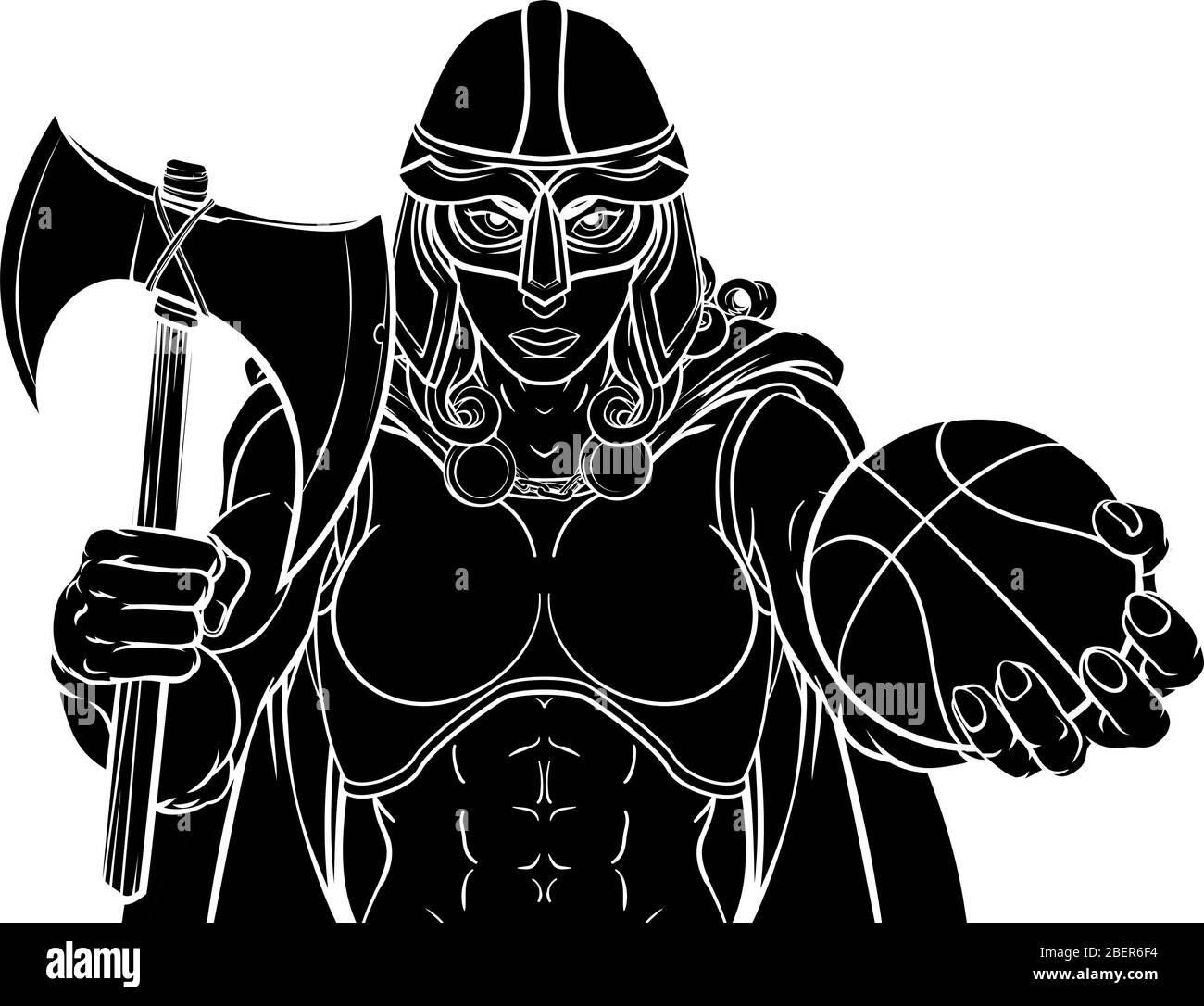 Viking Celtic cavaliere guerriero di Pallacanestro Donna Illustrazione Vettoriale