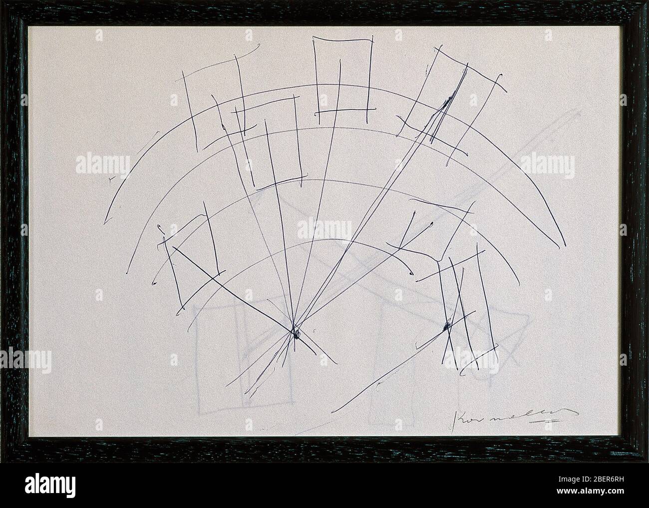 Progetto di disegno di Jannis Kounellis in tempo e forma nell'arte contemporanea, convegno/esposizione internazionale Unicas Cassino Italia Foto Stock