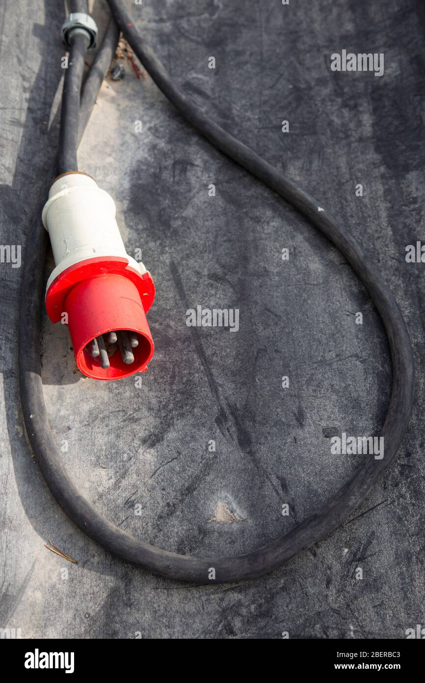 Spina e cavo dell'impianto elettrico a corrente trifase europeo ( Finlandia ) Foto Stock