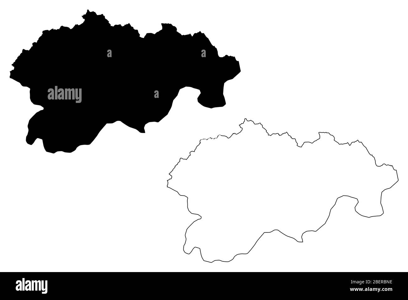 Gasa District (distretti del Bhutan, Regno del Bhutan) mappa illustrazione vettoriale, schizzo di scriba Gasa Dzongkhag mappa Illustrazione Vettoriale