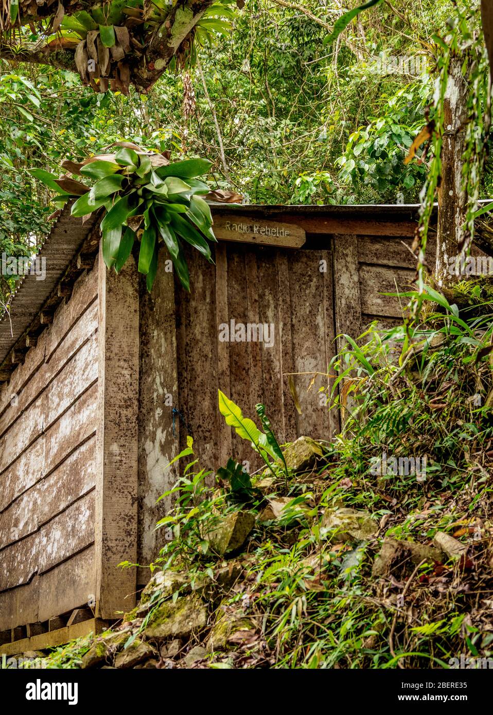 Stazione radio Rebelde, Comandancia de la Plata, Sierra Maestra, Provincia Granma, Cuba Foto Stock