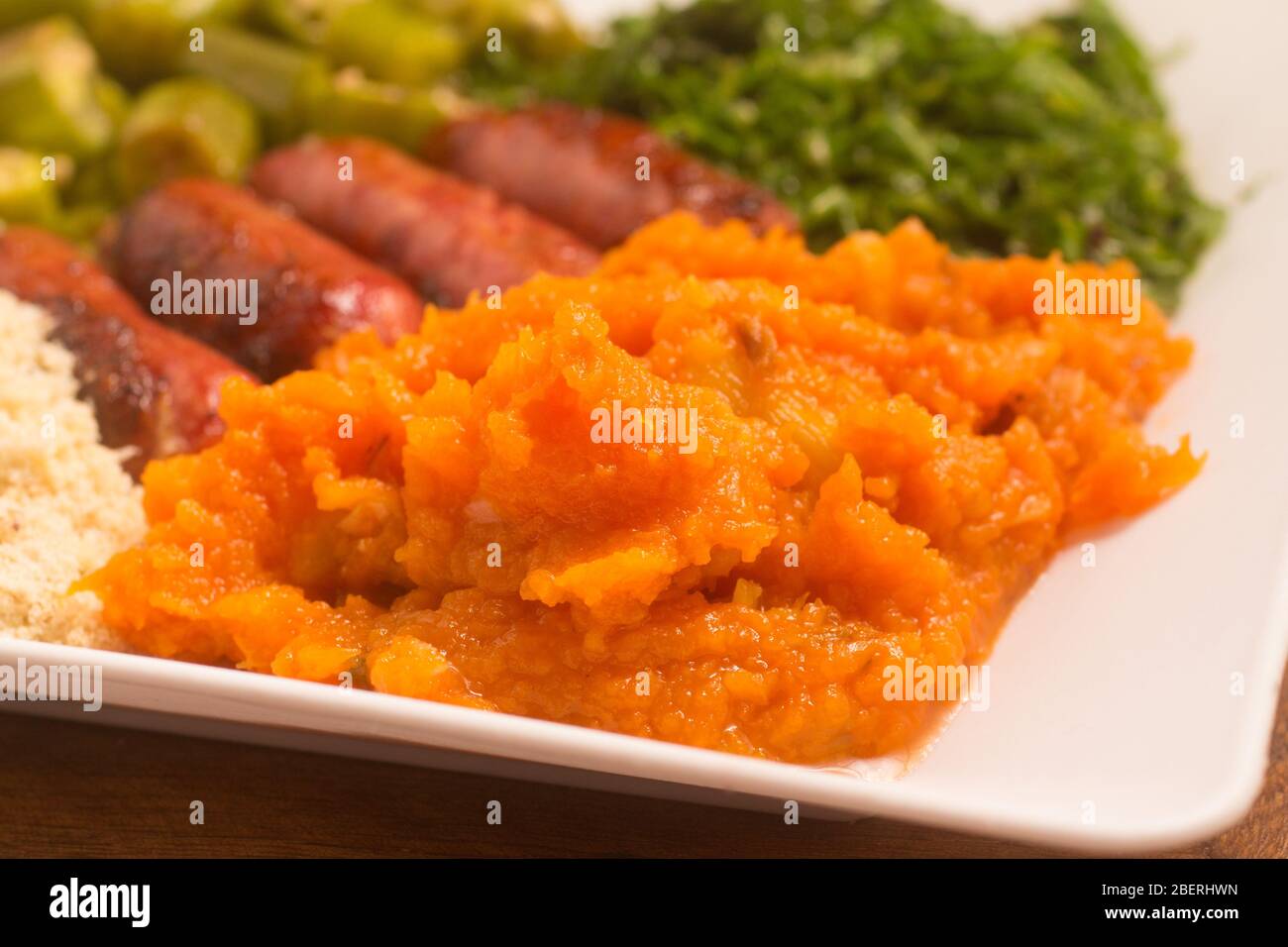 Zucca schiacciata. Purea con cibo brasiliano Foto Stock