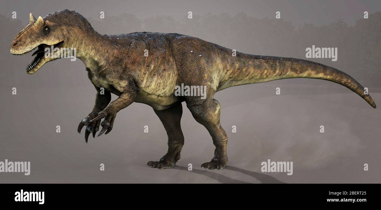 Allosaurus dinosauro, vista laterale. Foto Stock