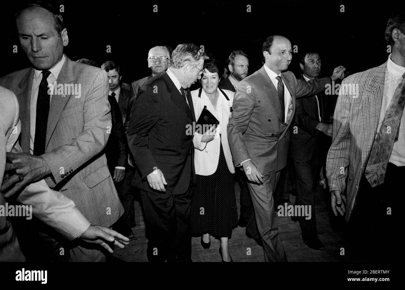 Affari esteri francesi Laurent Fabius (PS) campagne per le elezioni europee, Lione, 1994, Francia Foto Stock