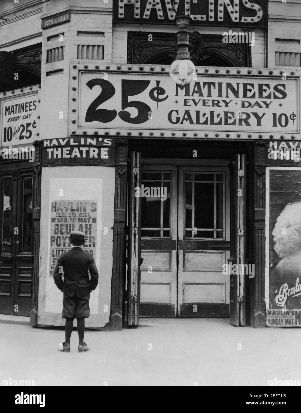 Il marquee del cinema di Havlin a St. Louis, Missouri, 1910. Foto Stock