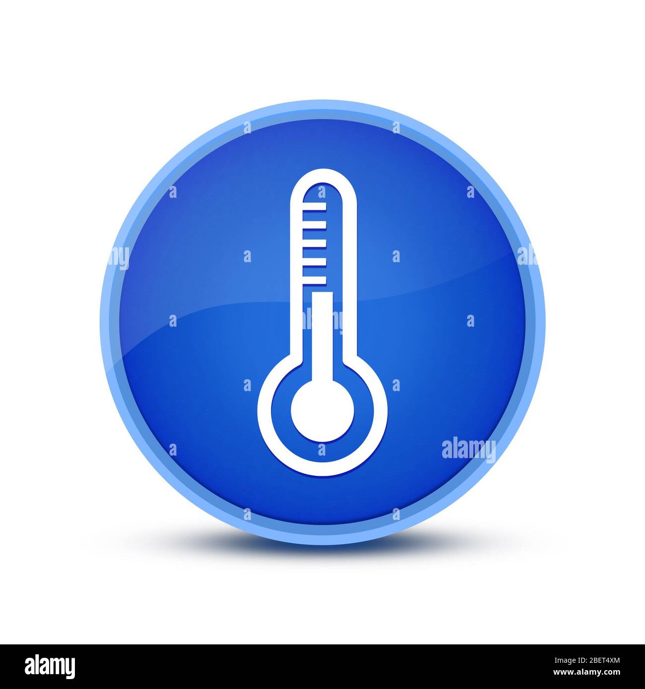 Icona del termometro isolata su un'illustrazione astratta di un pulsante rotondo blu speciale Foto Stock