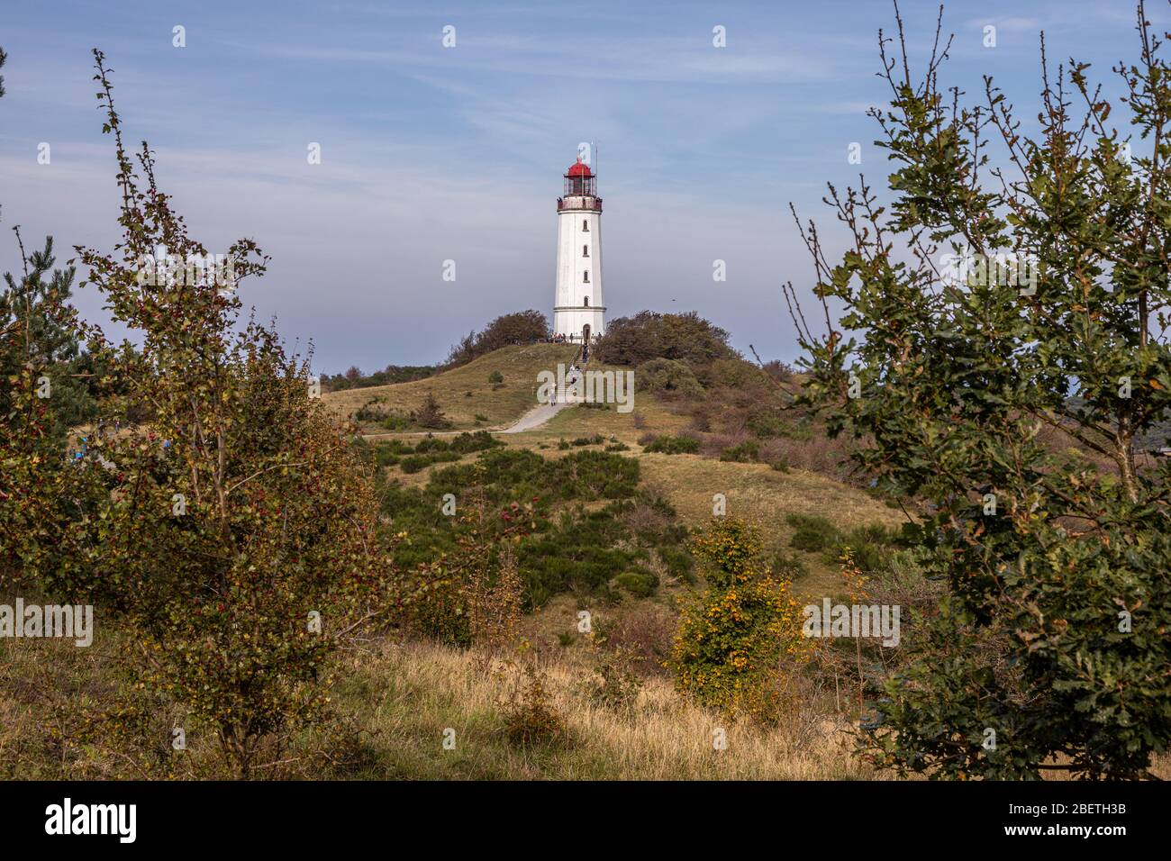 Hiddensee, Germania, 10-15-2019, Hiddensee Island nella zona occidentale della laguna di Pomerania / Faro sul Dornbusch Foto Stock