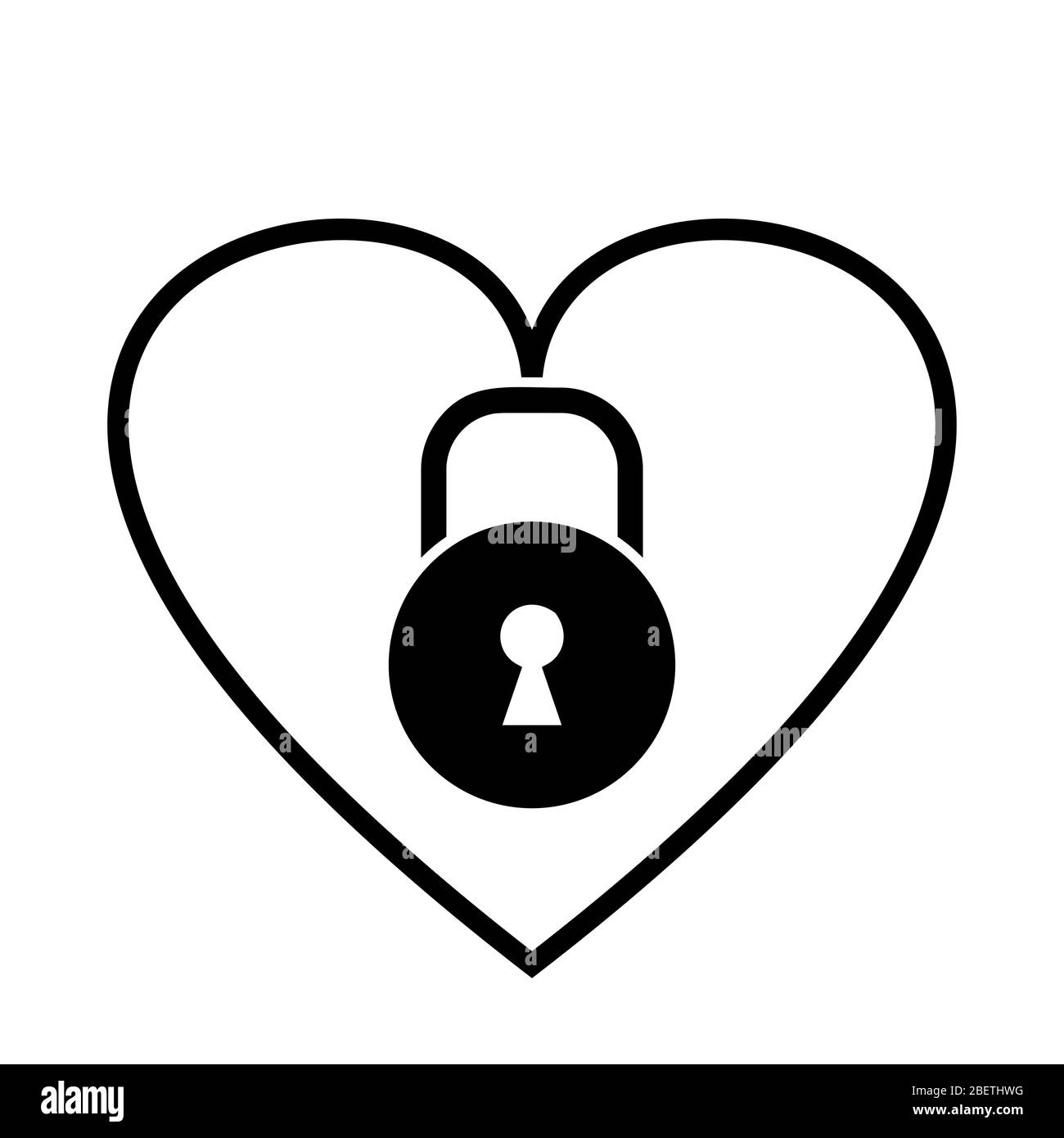 Concetto di disegno di icone vettoriali a forma di cuore Padlock Illustrazione Vettoriale